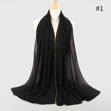Load image into Gallery viewer, 1 pc New Arrival plain bling bubble chiffon hijab scarf shimmer with crystal chain edged scarf muslim scarves hijabs