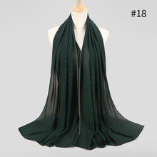 Load image into Gallery viewer, 1 pc New Arrival plain bling bubble chiffon hijab scarf shimmer with crystal chain edged scarf muslim scarves hijabs
