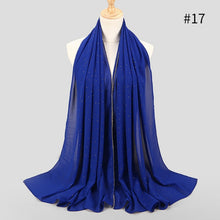 Load image into Gallery viewer, 1 pc New Arrival plain bling bubble chiffon hijab scarf shimmer with crystal chain edged scarf muslim scarves hijabs