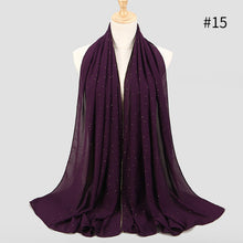 Load image into Gallery viewer, 1 pc New Arrival plain bling bubble chiffon hijab scarf shimmer with crystal chain edged scarf muslim scarves hijabs