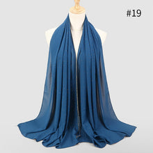 Load image into Gallery viewer, 1 pc New Arrival plain bling bubble chiffon hijab scarf shimmer with crystal chain edged scarf muslim scarves hijabs