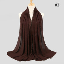 Load image into Gallery viewer, 1 pc New Arrival plain bling bubble chiffon hijab scarf shimmer with crystal chain edged scarf muslim scarves hijabs