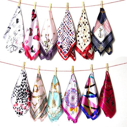 50*50 Elegant Spring Printed Silk Scarf Women Ladies Scarves Professional Small Squares Luxury Design Satin Scarf